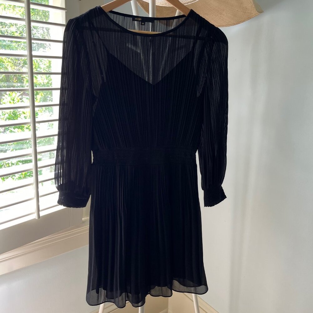 Maje, sz 36, Long sleeve ribbed dress